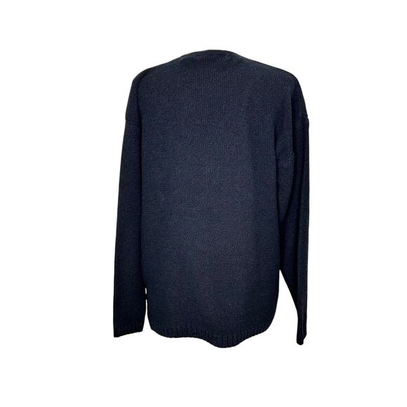 Perry Ellis Dark Black Boucle V-Neck Long Sleeve Pull Over Sweater - Picture 6 of 8